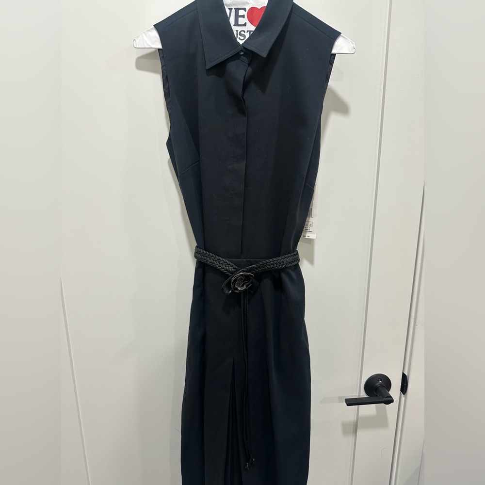Lafayette 148 Black Dress with Braided Belt